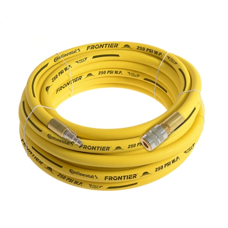 Continental 3/4" x 50' Yellow EPDM Air Hose, 250 PSI, 3/4" Ind. Interchange M+F QC HZY07530-50-51
